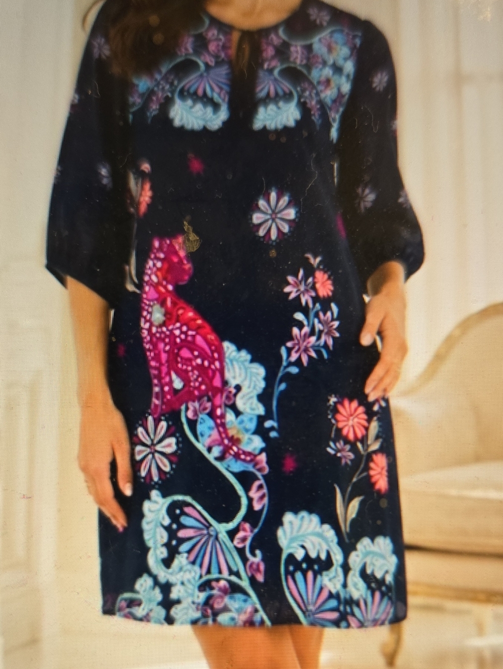 Johnny Was Jade Navy Floral Print Dress